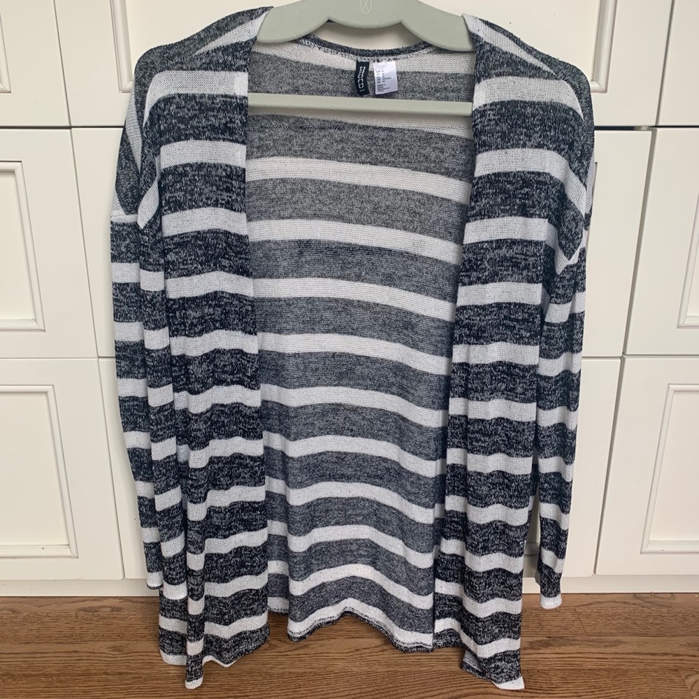 Black & White Striped Cardigan